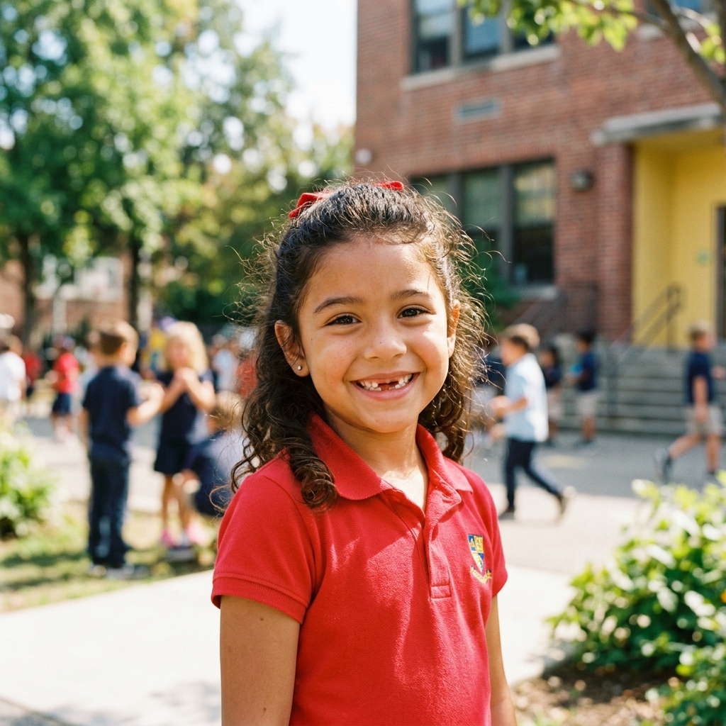 Smiling young student girl outdoors