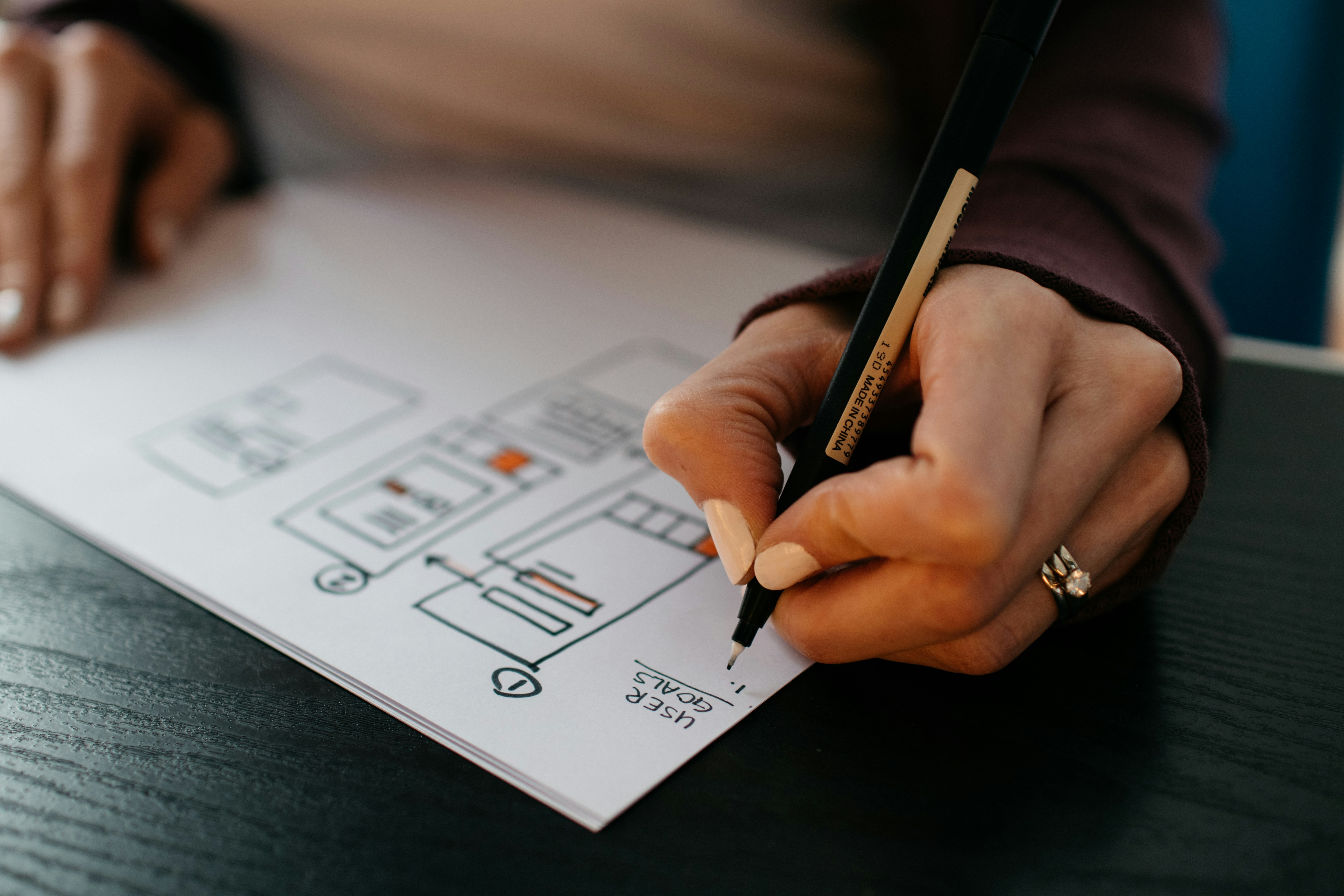 Hands sketching ideas and turning concepts into prototypes
