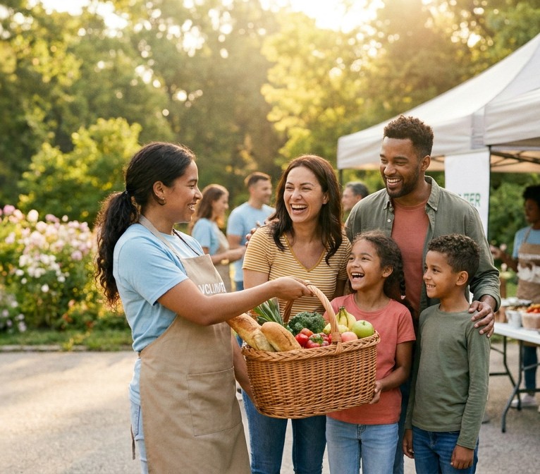 FoodSpring community gathering and local food support