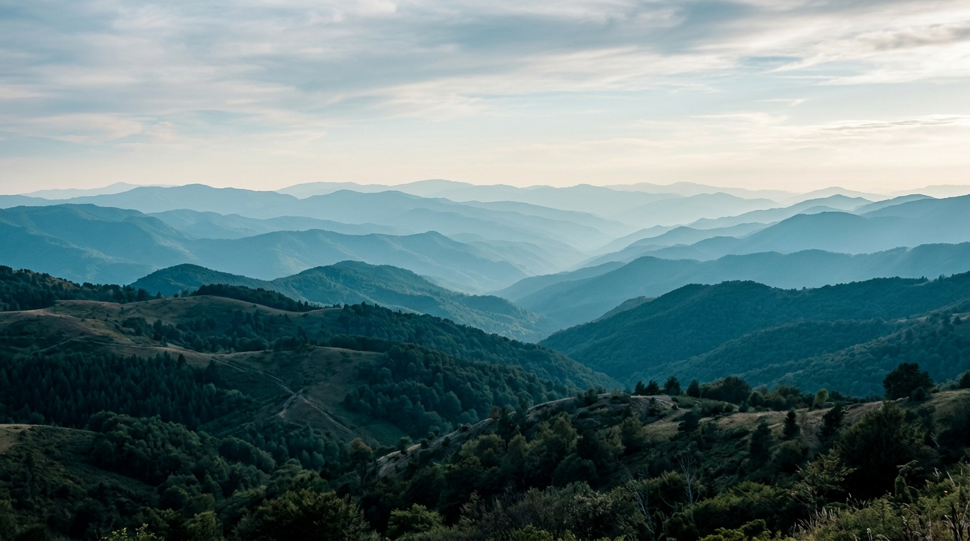 Scenic mountain landscape at dusk